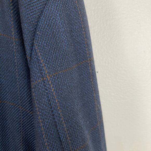 Karl Lagerfeld Mens 42R Blue Windowpane 100% Wool Blazer Suit Jacket Career - Picture 11 of 15